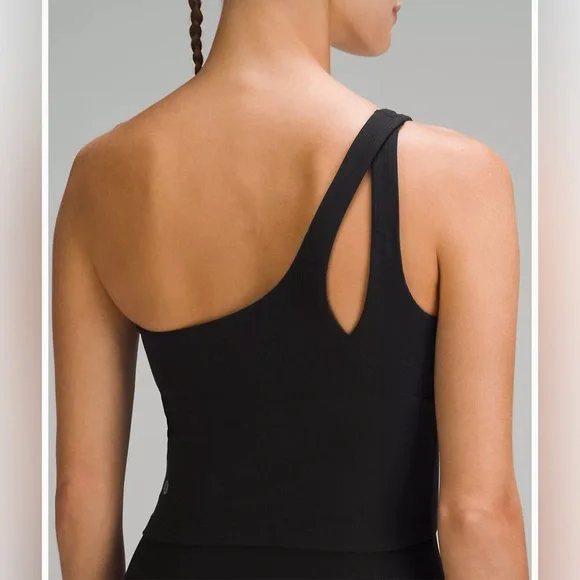 NWT Lululemon Ribbed Nulu Asymmetrical Yoga Tank Top Size 6 Black - Picture 6 of 12